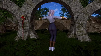Preview 2 of Gay Teen Hose - Frieren,  young thin elf dances elegantly on ancient ruins