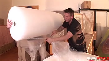 Preview 1 of Sleeping Daughter Bad Father - Hot threesome with slutty blonde Trinity double penetrated by her movers GP1372