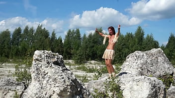 Preview 1 of Kimberly Brix Double Penetration - Topless Dance in White Stone Quarry
