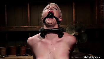 Preview 1 of Air Porn Hoter - Blonde spreaded in steel gets caned