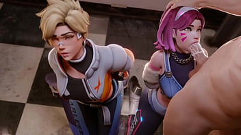 Preview 3 of Fit Strip Texas - Tracer x Dv.a deepthroating 2 big dicks