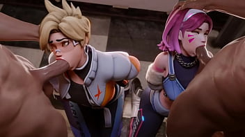 Preview 4 of Fit Strip Texas - Tracer x Dv.a deepthroating 2 big dicks