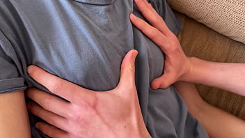 Preview 1 of Mia Kalifa Sixy Video - My slutty stepsister let me cum on her teen tits,  tender handjob