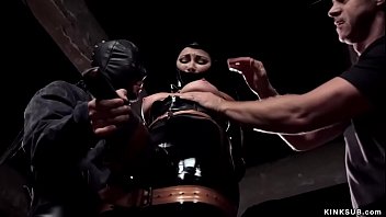 Preview 2 of Man Fucked Sheep - Gimp slave in latex fucked in threesome