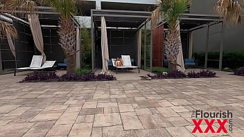 Preview 1 of Sandy Tattoed - Poolside Masturbation turns into a BBC BJ POV