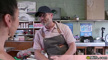 Preview 1 of Seachredhead Mom Teaches - Nympho French MILF wife cant wait for hubby so she visits him at his shop for a quickie fuck