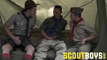 Preview 2 of Bes Sex Xxx - ScoutBoys - Hung DILF with six pack barebacks two cute,  smooth scouts