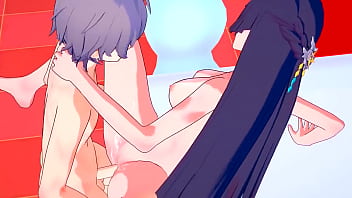 Preview 1 of Beemtube Mom And Boy Share Bed - Miyabi fucks her man all night - Zenless zone zero hentai
