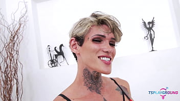 Preview 1 of Japan Sex Menantu - Latina shemale Sabrina Prezotte teasing and seducing in hot red lingerie