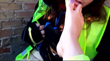 Preview 4 of Sexy Blonde Teen Fuck - A bicycler cums on our feet