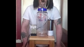 Preview 2 of Asian Dozen - bisexual crossdresser with his portable cow milking machine part 4