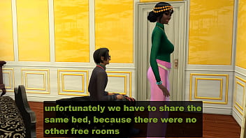Preview 1 of George And Inna - Indian step-mom share bed with step son in the hotel room because there was no other free one - Desi mature aunty