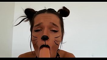 Preview 4 of Teen Gothic Porn - Naughty Latina Licks And Sucks Dildo Closeup