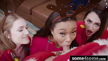 Preview 3 of Xoxoxo Anybunny Mob - Three Horny Teens Catch and Fuck Big Dick Santa For Christmas