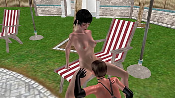 Preview 4 of Streesful - Animated 3D Sex - Cute Lesbian girl pussy licking scene