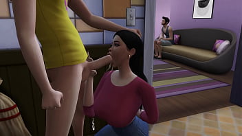 Preview 3 of Zadruga Sex Video - Stepmother sucks off stepson while his father watches TV
