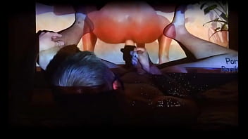 Preview 1 of Loading Closer - The guy masturbates to porn on the projector
