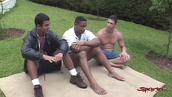 Preview 1 of Big Model Woman Assass Big - Sparta - Big Booty Boy Toy Gets Double Dicked In Outdoor Threesome!