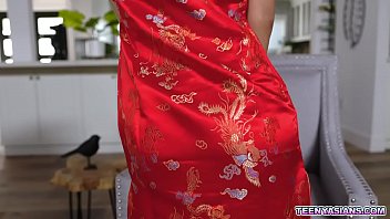 Preview 1 of Em Nh Lon B Qu N - Cute Asian babe Avery Black wears a llittle red dress with purple hair ready for some intense hardcore fucking session with hot stud Stirling Cooper.