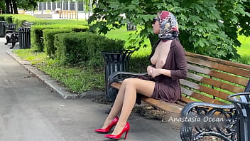 Preview 3 of Japanese James Dean - A girl shows her breasts while walking around the square. public