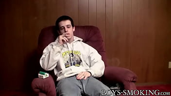 Preview 1 of Black Ebony Bisexual - Athletic amateur Brian Strowkes smokes cigars while jerking