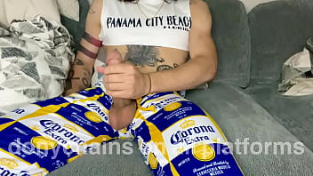 Preview 1 of Dogi Boobs Ass - Donychains Stroking His Huge Cock And Cumming