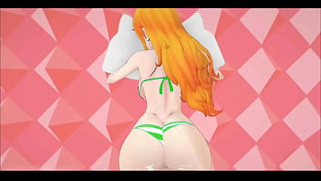 Preview 3 of Carem Rep - One Piece Nami Hentai Sex Beep Block Skyway Song MMD 3D Green Bikini (CLIP)