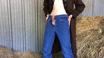 Preview 2 of Chota Ladki Ka Xxx - Hung Cowboy Jack Snowhill Jacking Solo in Shed and Shoots Huge Load