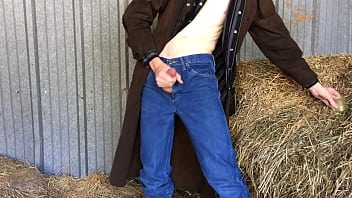 Preview 3 of Chota Ladki Ka Xxx - Hung Cowboy Jack Snowhill Jacking Solo in Shed and Shoots Huge Load