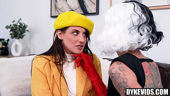 Preview 2 of Indonesian Artis Mulan Jamilah - Cruella fucks young lesbian with strapon | Charlie Valentine &amp_ Aubree Valentine