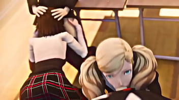Preview 3 of Girl Sutden - [amateurthrowaway] Ann Takamaki and Makoto Niijima suck cocks in class (Persona 5)
