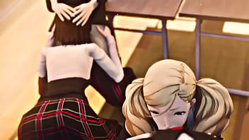 Preview 4 of Girl Sutden - [amateurthrowaway] Ann Takamaki and Makoto Niijima suck cocks in class (Persona 5)