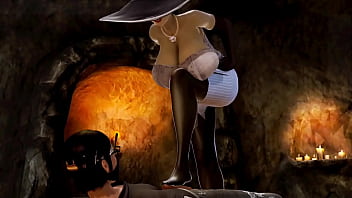 Preview 3 of Sek Anak Sekolah Sma Indonesia - Sexy tall vampire Lady Dimitrescu footjob and titfuck