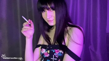Preview 3 of Moms Son Home Boy - Hot Brunette Smokes Cigarettes and Sexually Dancing
