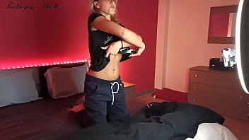 Preview 1 of Stepmother Sex Son Badroom - FULL VERSION IN RED SECTION!!! - Sex for Money: dirty old man HARD FUCKS Blonde Maelle after her solo live show on webcam: PUSSY LICKING,  MISSIONARY,  DOGGYSTYLE and final EPIC BIG CUMSHOT on her belly. He throws money in the end on her belly