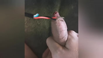 Preview 3 of Story Mov Hot - Amateur Boy whips cock with electric cord