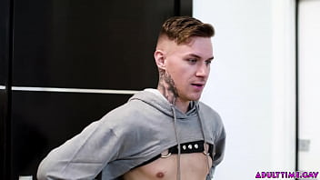 Preview 1 of 30aga Girls - Submissive and obedient recruit Zak Bishop wearing nothing but a sexy harness gets totally dominated by aggressive officer Ty Roderick