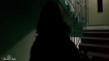 Preview 1 of Lespian Aundy - Minx Jerking Her Hairy Pussy Publicly till Crazy Orgasm in the Staircase