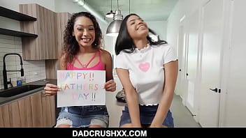 Preview 1 of Handcuffs Slut - step Daughters Fight Over Daddy&#039_s Cock On Father&#039_s Day- Maya Farrell,  Sarah Lace