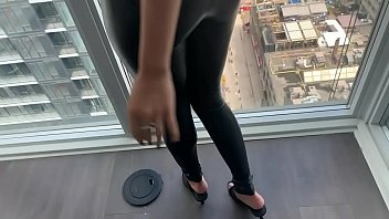 Preview 2 of Ass First Porn - Nina in leather pants and high heels