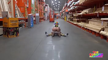 Preview 2 of Strapless Blonds - Clown gets dick sucked in The Home Depot