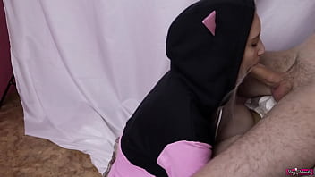Preview 2 of Karen Schwarz Fucking - Teen StepSister Learns To Give Her StepBrother Sloppy,  Dirty Blowjob,  Gets Cum In Her Mouth And Swallows Cum!