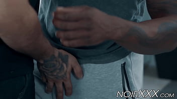 Preview 1 of Rich Lesbians Tribbing - Muscular black gay ass destroys hunky bearded white stud