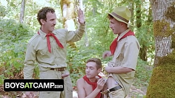 Preview 2 of Caughing Videos - Boys At Camp - New Scout Gets Stripped Down And Getting A Real Threat From His Scout Masters