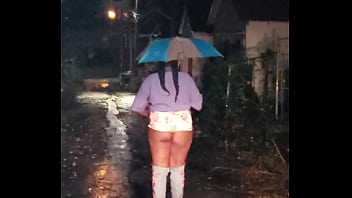 Preview 3 of Xxx Nickle - THIGH HIGH STILETTO BOOTS &amp_ BOOTY SHORTS WALKING IN THE RAIN!