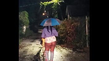 Preview 1 of Xxx Nickle - THIGH HIGH STILETTO BOOTS &amp_ BOOTY SHORTS WALKING IN THE RAIN!