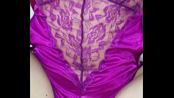 Preview 2 of Girlfrieng Shared - purple satin lingerie thong fuck play