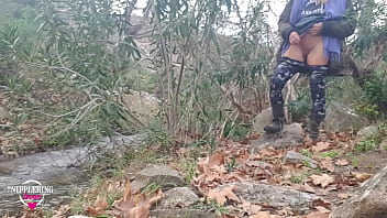 Preview 3 of Waterfaling Sex - nippleringlover hot peeing outdoors pierced pussy big rings in huge pierced nipples