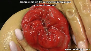 Preview 4 of Braziers Sister Story - Hotkinkyjo take tons of fruits in her ass on bed,  fisting &amp_ anal prolapse