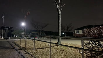 Preview 1 of Dylan Dole Busty Milf Hottie - 女装子まゆちゃんがミニスカニーハイのノーパンで深夜の公園で柵にまたがって股間を刺激する露出プレイを楽しんでいる